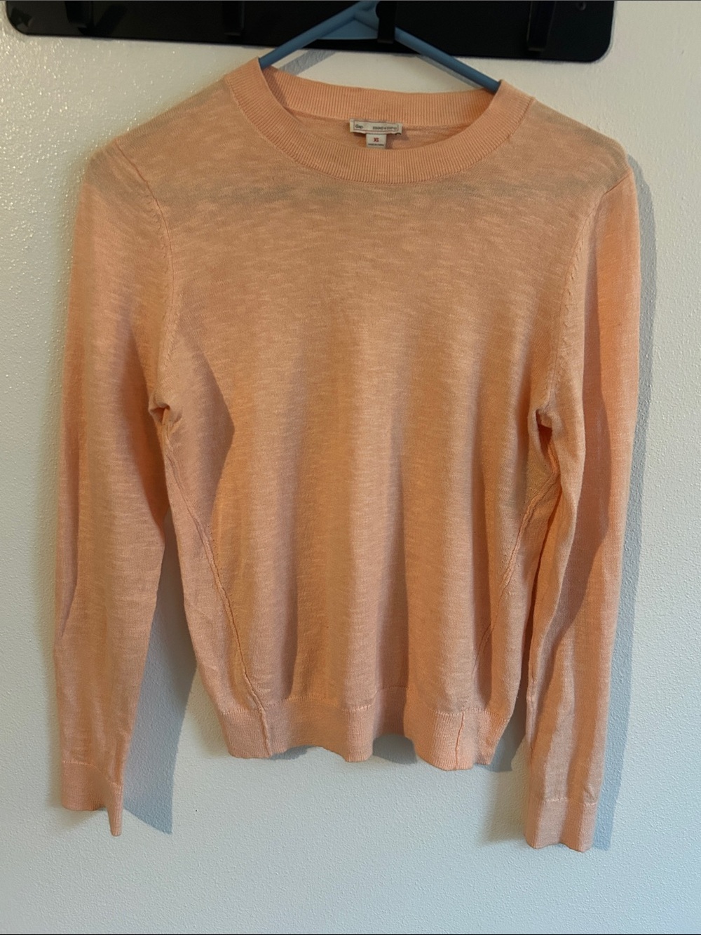 GAP Women Peach Cotton/Viscose Lightweight Crewneck Collegiate Office Sweater:XS